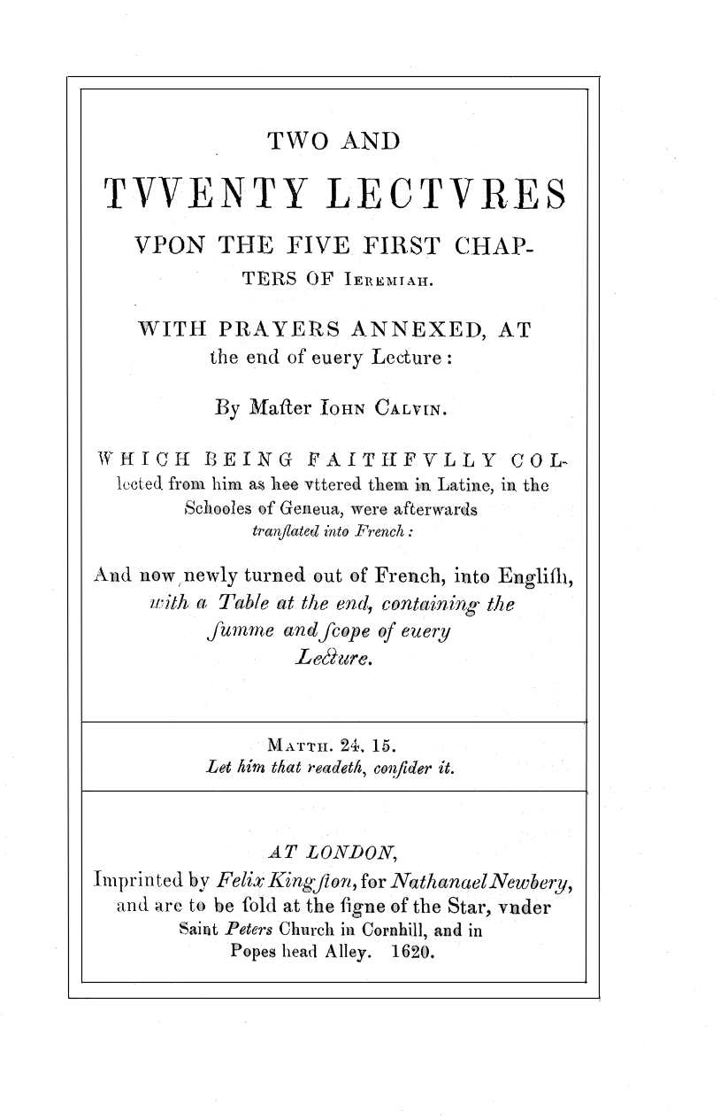 Facsimile of the title page to the 1620 English Translation